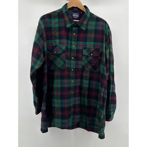 Alpine Trail Vtg Button-Up Plaid Green Blue Red Flannel Shirt Men's 3X Holiday